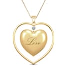 Engraved Balloon Heart with diamonds, 18K White & Yellow Gold, 0.01 ct diamond weight