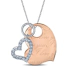 Engraved Heart & Charm Pendant, 18K Rose Gold, 0.10 ct total diamond weight