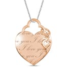Engraved Heart & Charm pendant, 18K Rose Gold