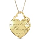 Engraved Heart & Charm pendant, 18K Yellow Gold