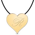Initialled Love Pendant, 18K Yellow Gold