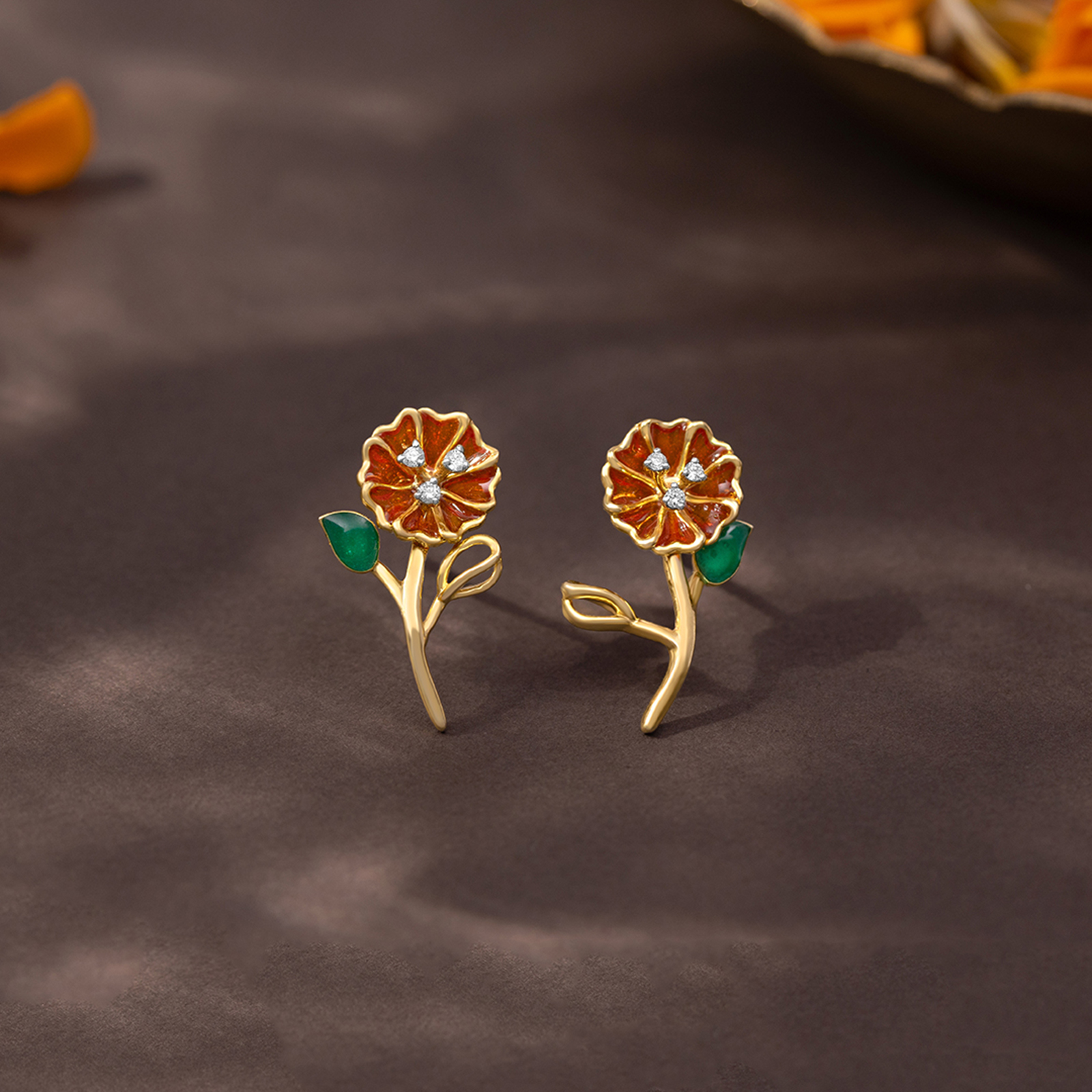 Whimsical Flora 925 Silver Diamond Earrings