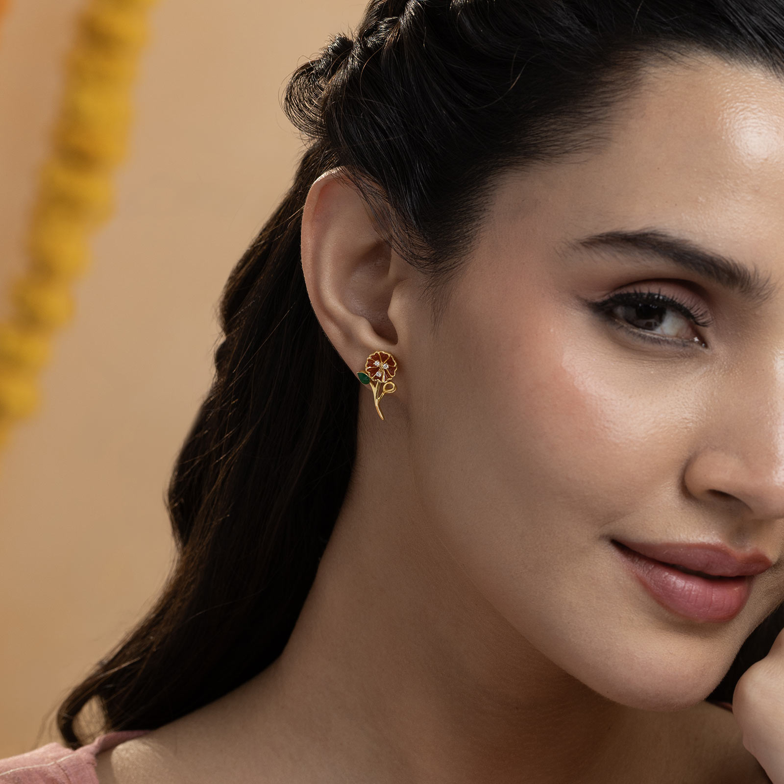 Whimsical Flora 925 Silver Diamond Earrings