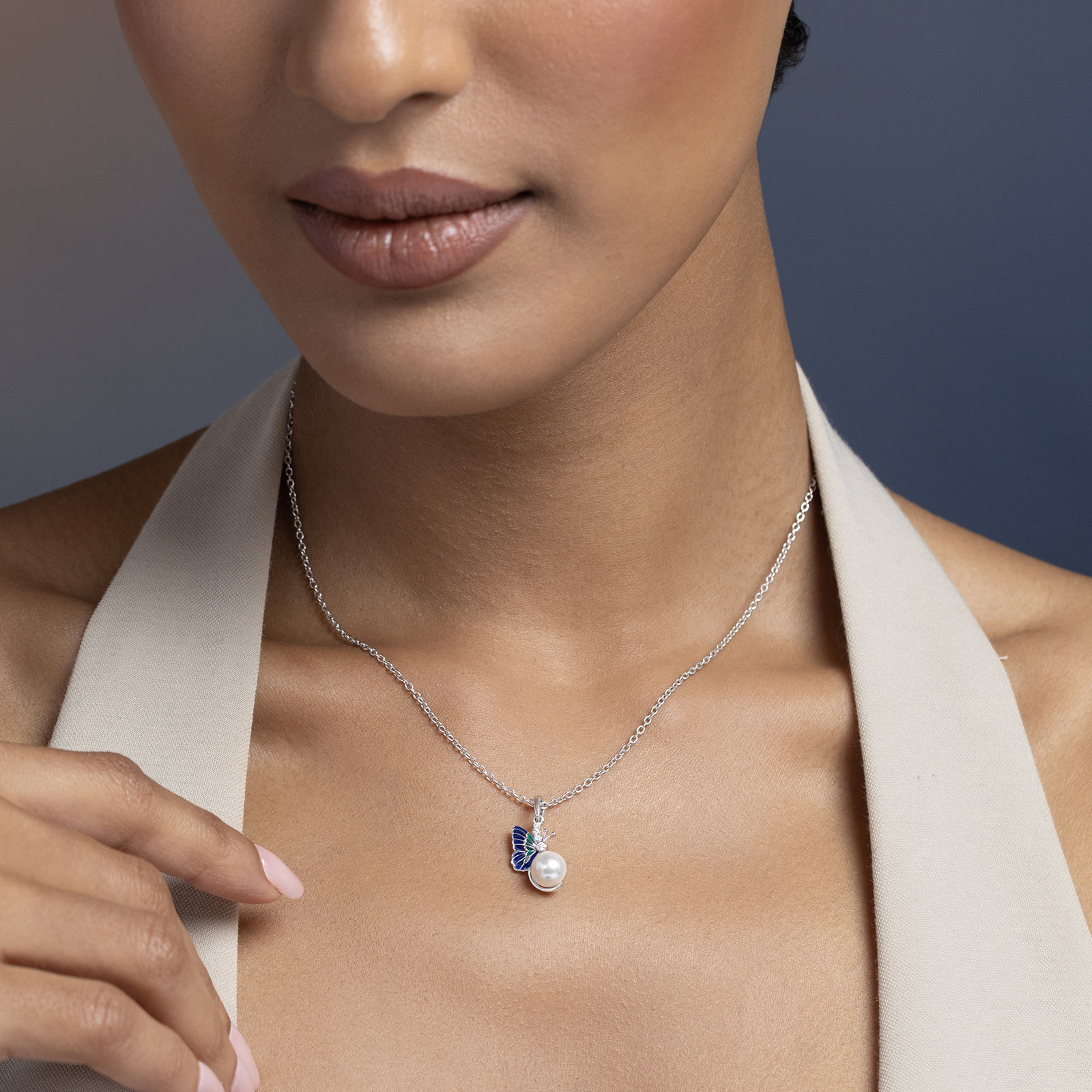 Silver Necklaces Silver 925 Silver Fluttery Perch 925 Silver Diamond Necklace
