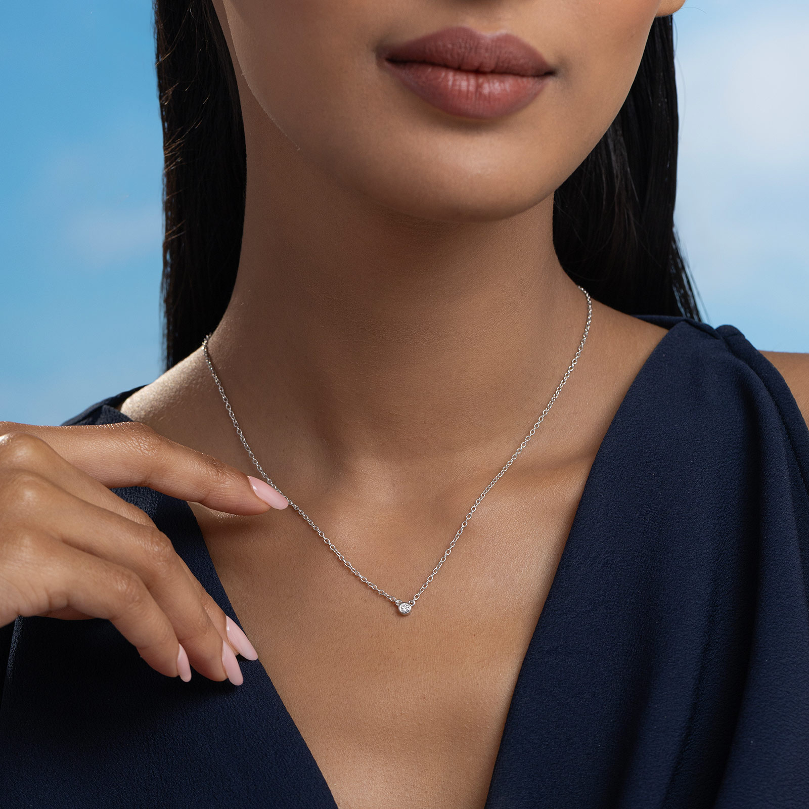 Quiet Trail 925 Silver Diamond Necklace Quiet Trail 925 Silver Diamond Necklace