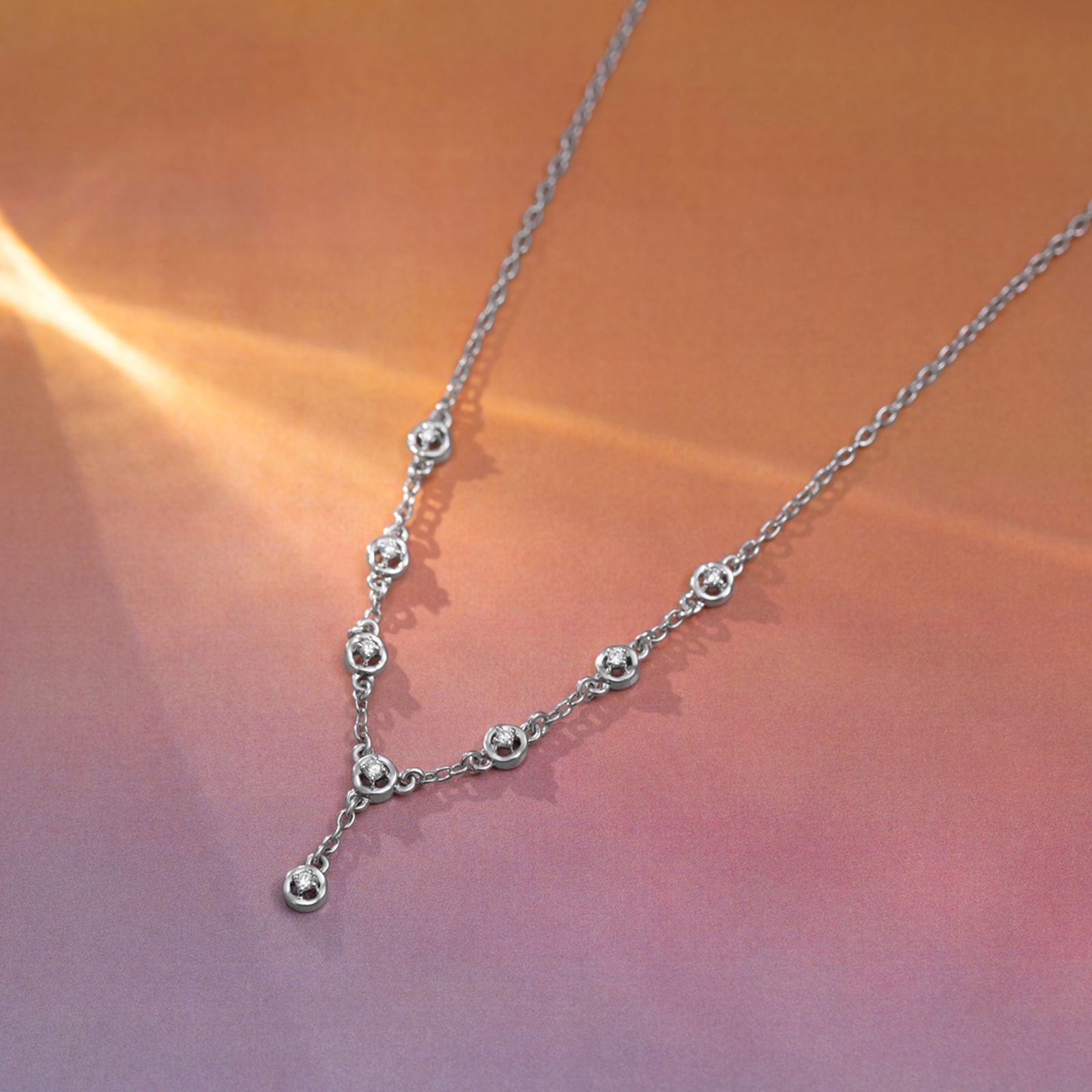 Dancing Drops 925 Silver Diamond Necklace Dancing Drops 925 Silver Diamond Necklace