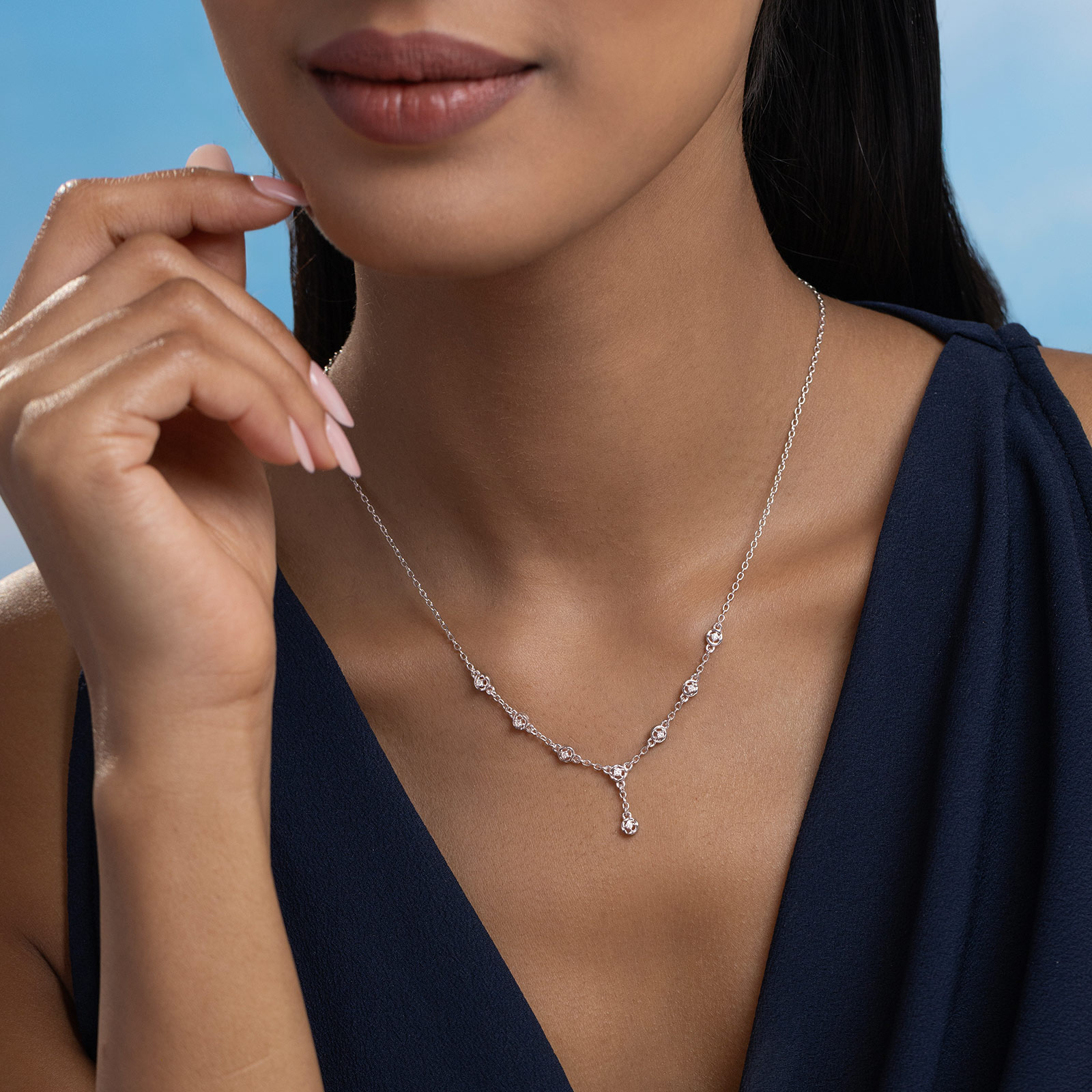 Dancing Drops 925 Silver Diamond Necklace Dancing Drops 925 Silver Diamond Necklace