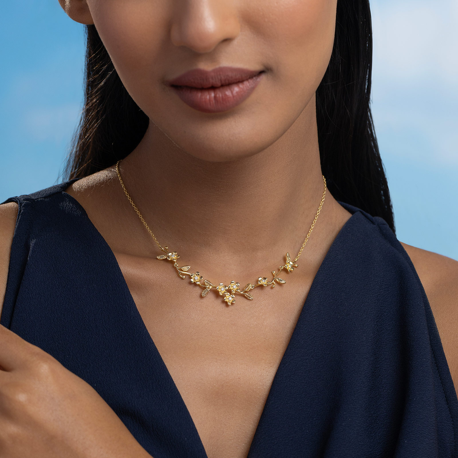 Wandering Flora 925 Silver Diamond Necklace Wandering Flora 925 Silver Diamond Necklace