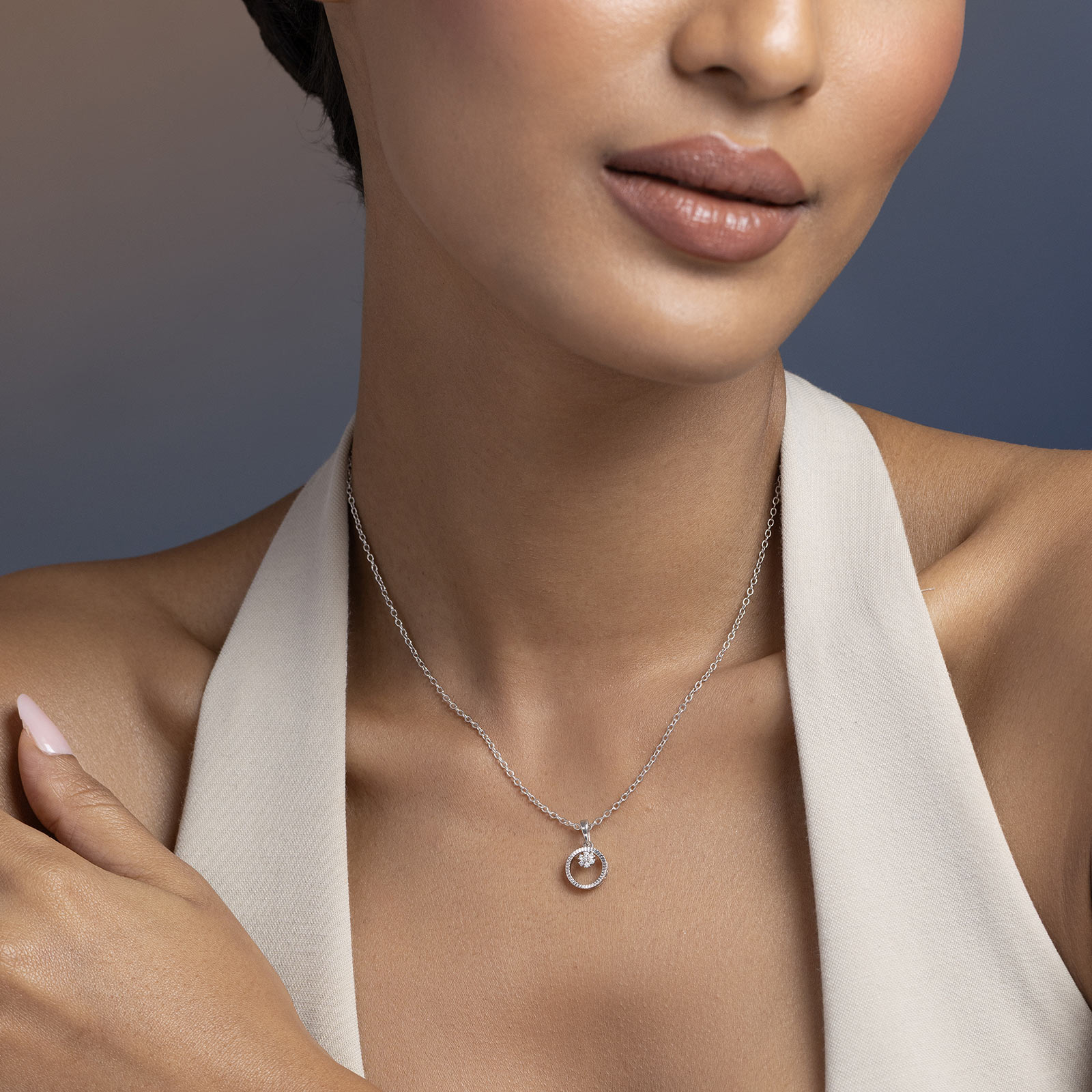 Serene Orbit 925 Silver Diamond Necklace Serene Orbit 925 Silver Diamond Necklace