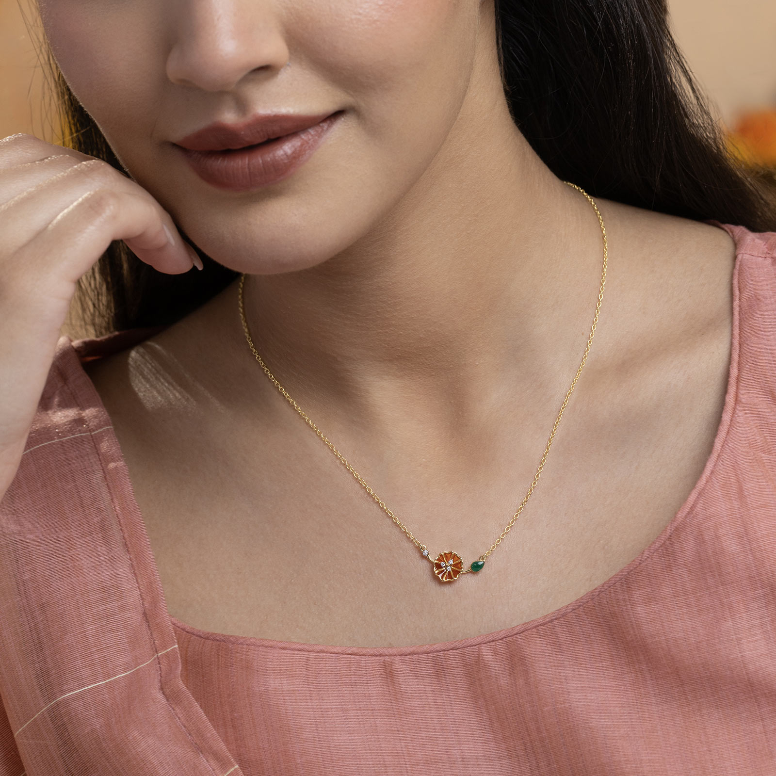 Luminous Bloom 925 Silver Diamond Necklace Luminous Bloom 925 Silver Diamond Necklace