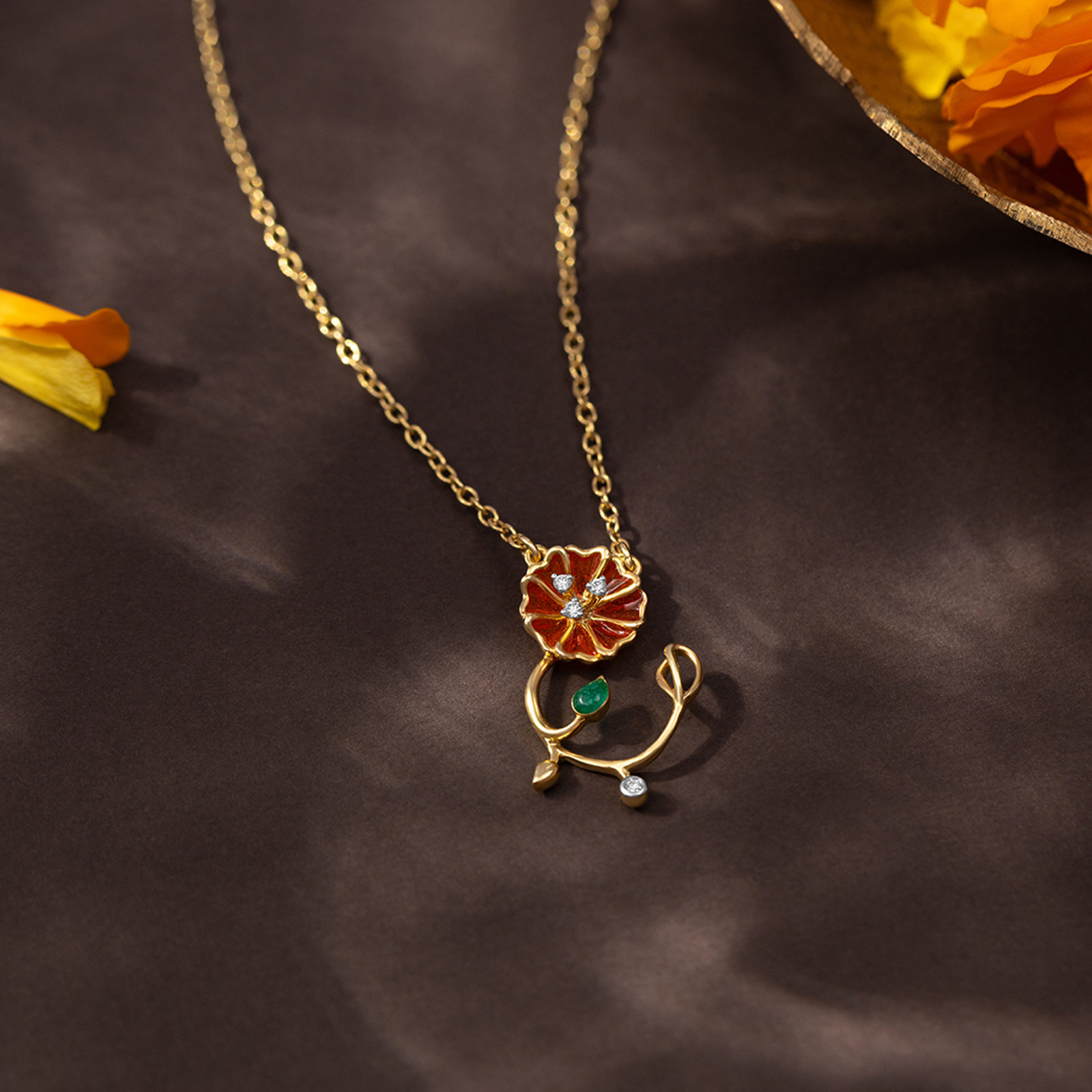 Whimsical Flora 925 Silver Diamond Necklace Whimsical Flora 925 Silver Diamond Necklace