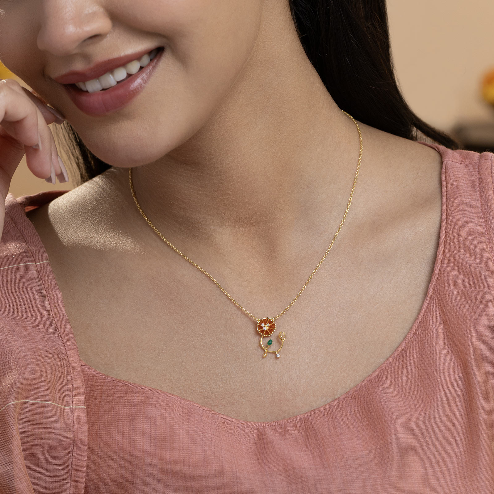 Whimsical Flora 925 Silver Diamond Necklace Whimsical Flora 925 Silver Diamond Necklace