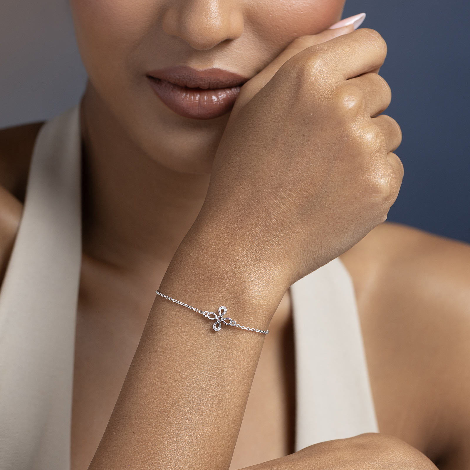 Gleaming Symmetric 925 Silver Diamond Bracelet