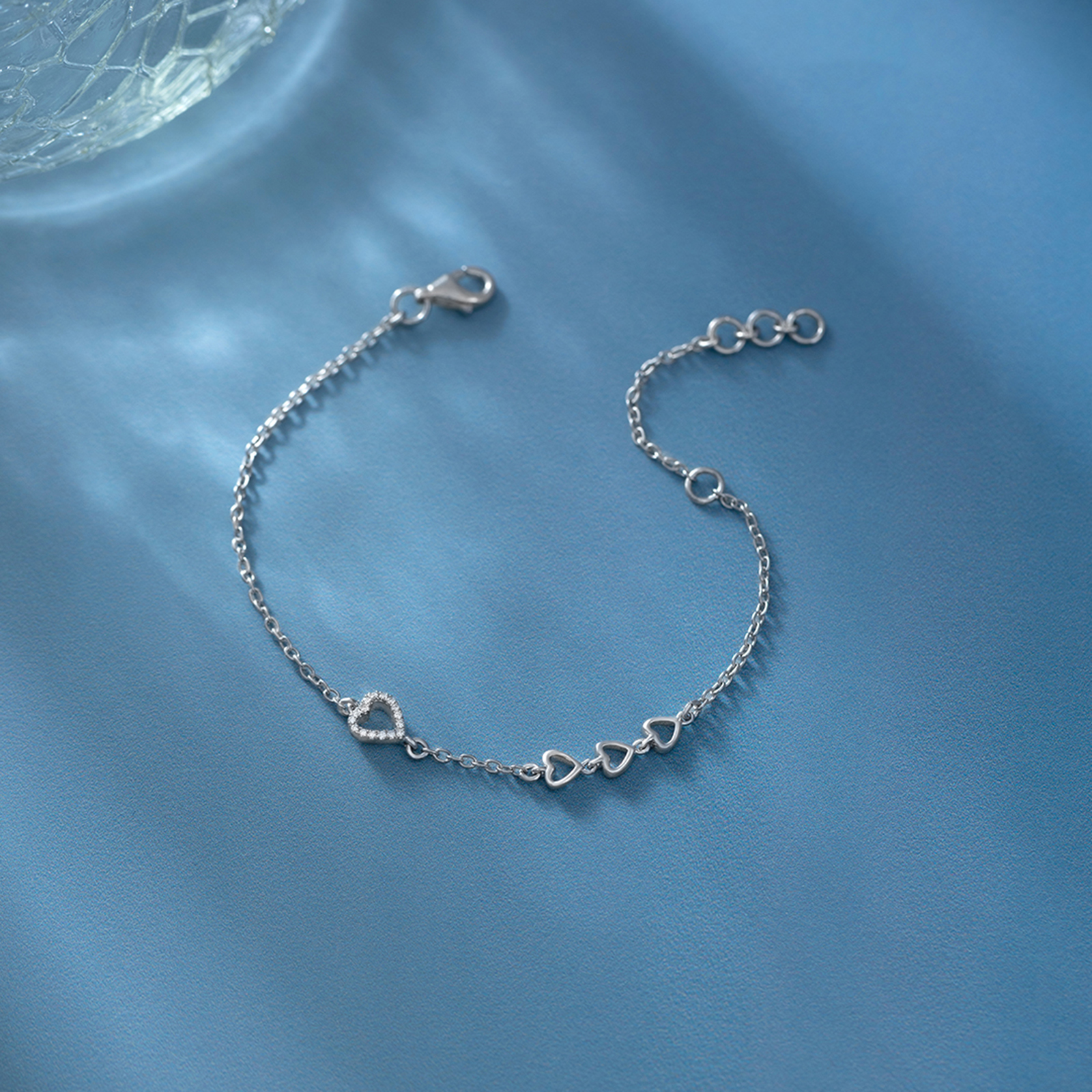 Silver Bracelets Silver 925 Silver Resplendent Heart 925 Silver Diamond Bracelet