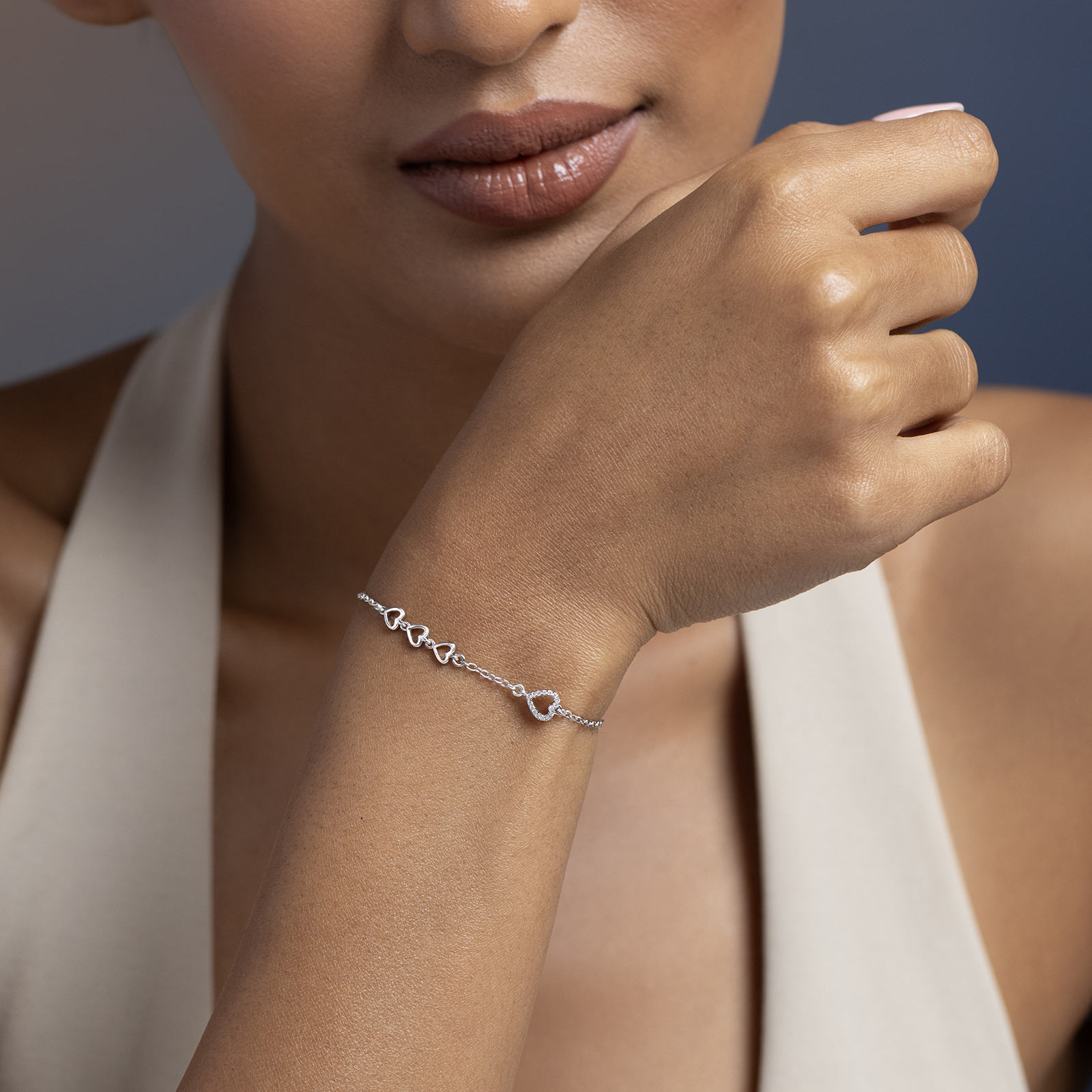 Silver Bracelets Silver 925 Silver Resplendent Heart 925 Silver Diamond Bracelet