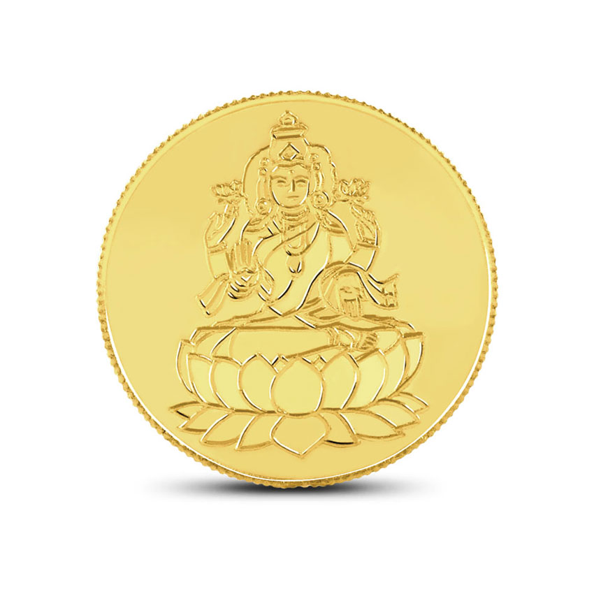  Gold Coin 22 Karat Yellow Gold 1g, 22Kt Lakshmi Gold Coin