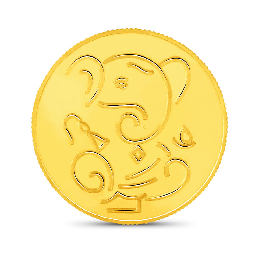  Gold Coin 24 Karat Yellow Gold 10g, 24Kt Lucky Ganesha Gold Coin