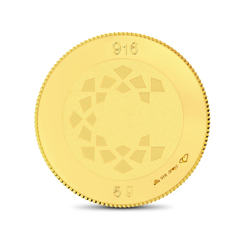 Gold Coin 5g, 22Kt Lakshmi Gold Coin