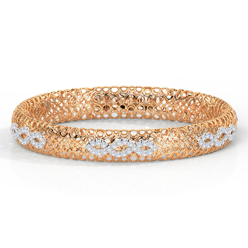 Diamond Bangles 18 Karat Rose Gold Althea Trellis Diamond Bangle