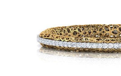Diamond Bangles 18 Karat Two Tone Gold Guilia Trellis Bangle