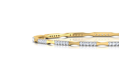 Diamond Bangles 18 Karat Yellow Gold Kaya Wave Diamond Bangle
