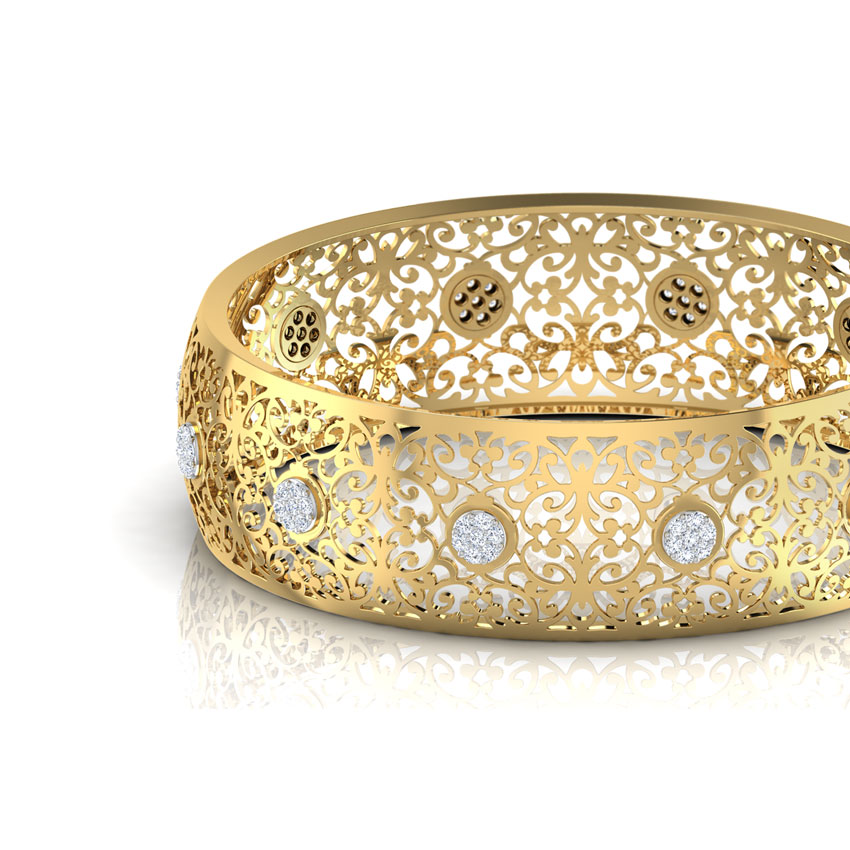 Diamond Bangles 18 Karat Yellow Gold Aira Cutwork Bangle