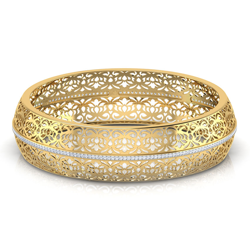 Diamond Bangles 18 Karat Yellow Gold Fola Cutwork Diamond Bangle