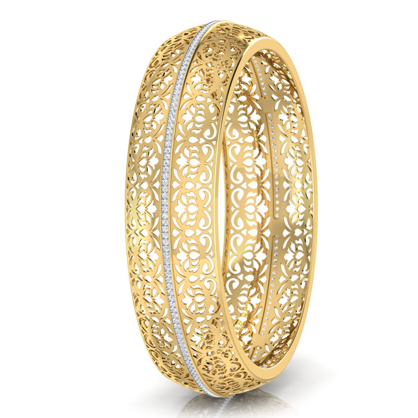 Diamond Bangles 18 Karat Yellow Gold Fola Cutwork Diamond Bangle