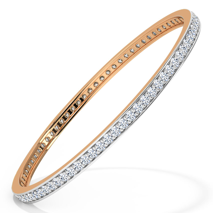 Diamond Bangles 14 Karat Rose Gold Twinkling Diamond Bangle