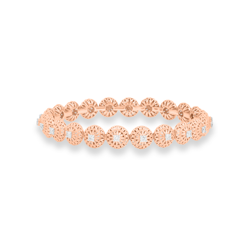 Diamond Bangles 18 Karat Rose Gold Classy Glitter Diamond Band