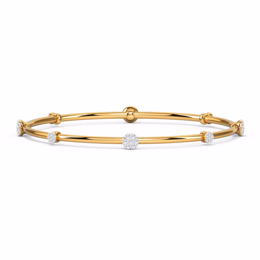 Diamond Bangles 14 Karat Rose Gold Sparkling Orb Diamond Bangle