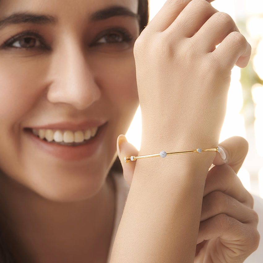 Diamond Bangles 14 Karat Rose Gold Sparkling Orb Diamond Bangle