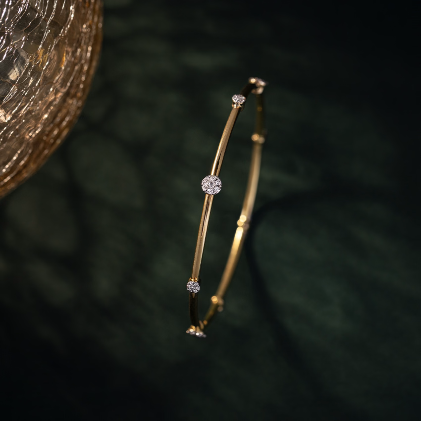 Diamond Bangles 14 Karat Rose Gold Sparkling Orb Diamond Bangle