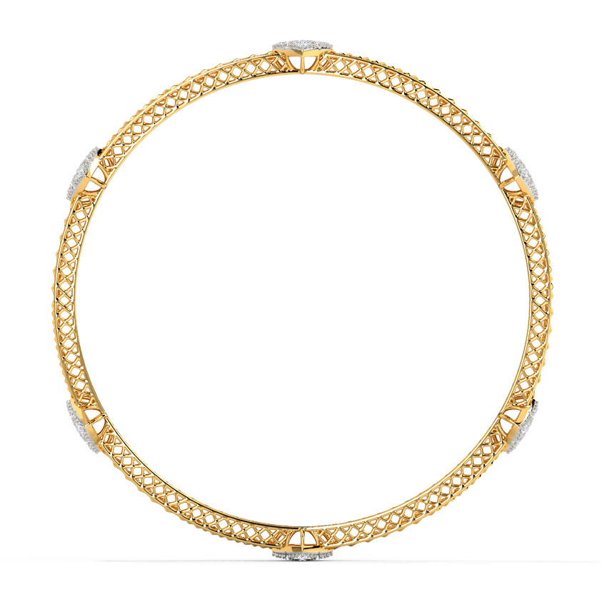 Diamond Bangles 18 Karat Yellow Gold Glitter Mesh Diamond Bangle