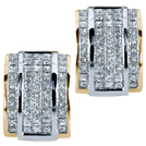Enigma Diamond Huggies, 18K White & Yellow Gold 1.97 ct total diamond weight