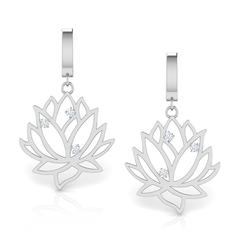 Lakshmi Lotus Diamond Drop Earrings