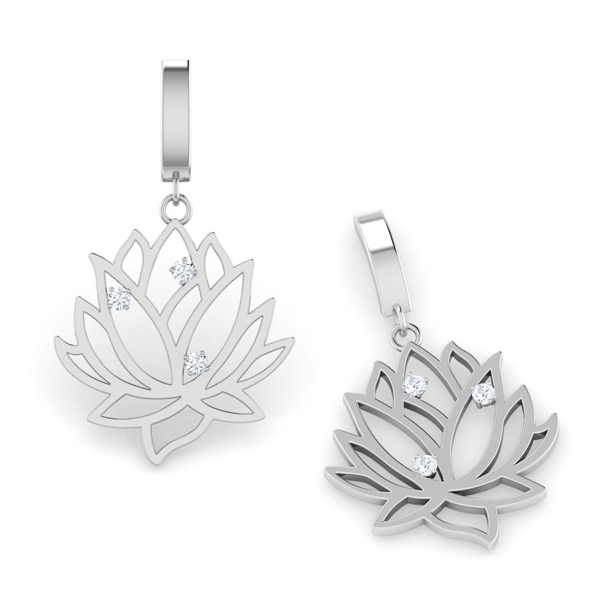 Lakshmi Lotus Diamond Drop Earrings