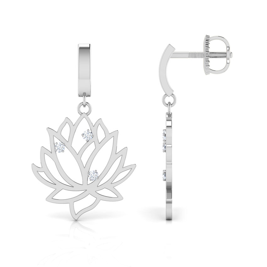 Lakshmi Lotus Diamond Drop Earrings