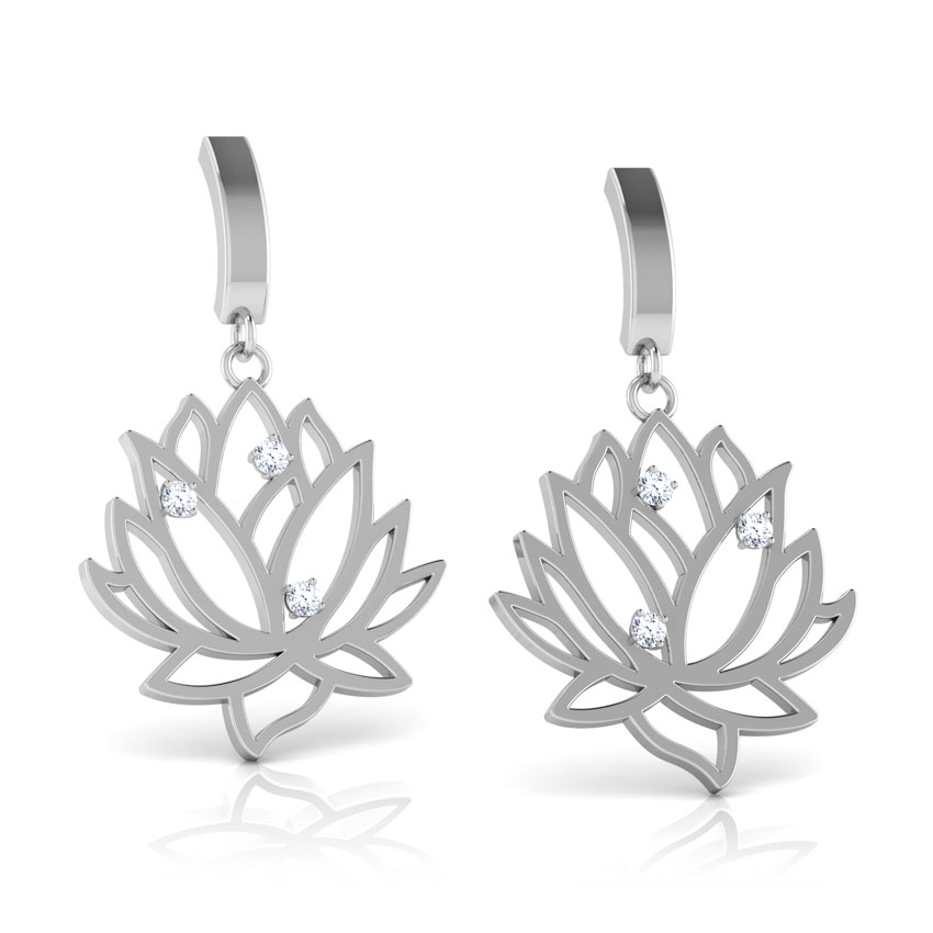 Lakshmi Lotus Diamond Drop Earrings