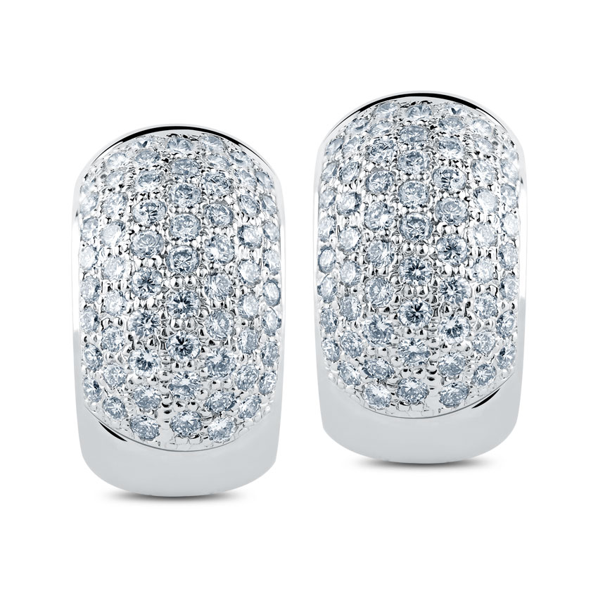 Triumph Diamond Huggies, 18K White Gold, 1.44 ct total diamond weight Triumph Diamond Huggies, 18K White Gold, 1.44 ct total diamond weight