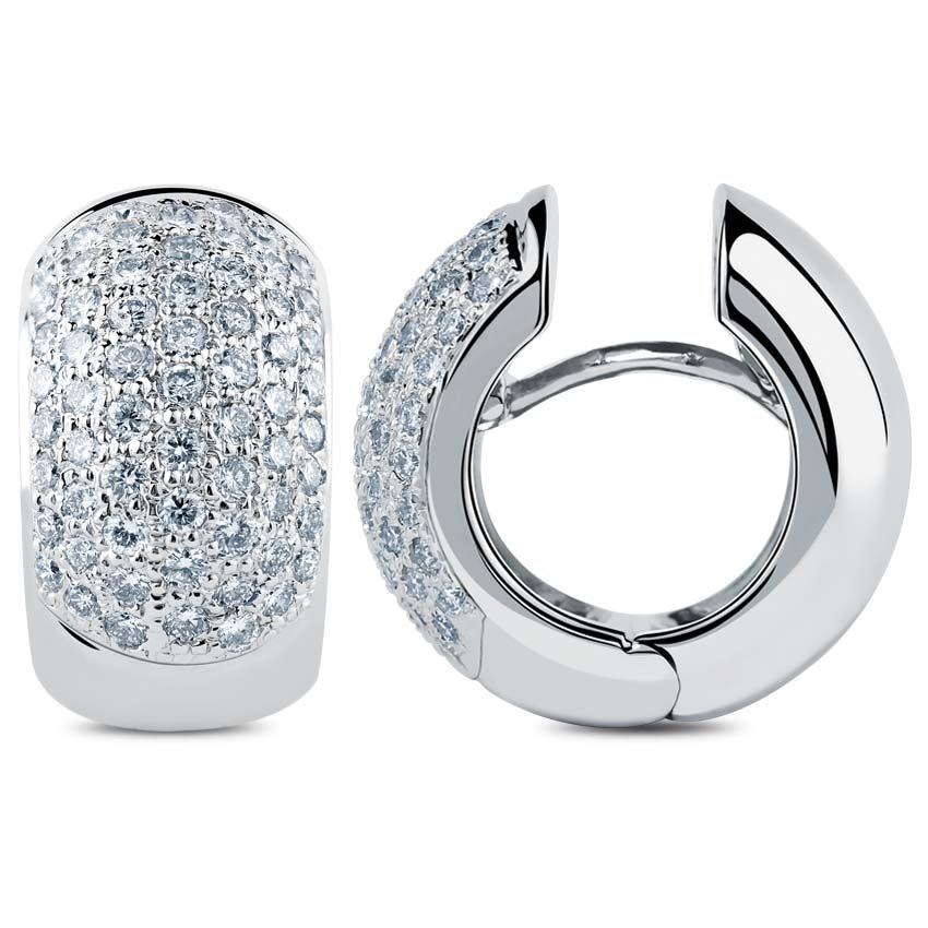 Triumph Diamond Huggies, 18K White Gold, 1.44 ct total diamond weight Triumph Diamond Huggies, 18K White Gold, 1.44 ct total diamond weight
