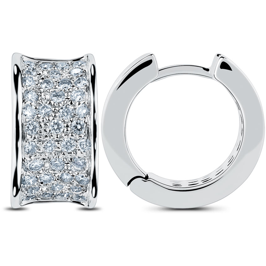 Triumph Diamond Huggies, 18K White Gold, 0.85 ct total diamond weight Triumph Diamond Huggies, 18K White Gold, 0.85 ct total diamond weight