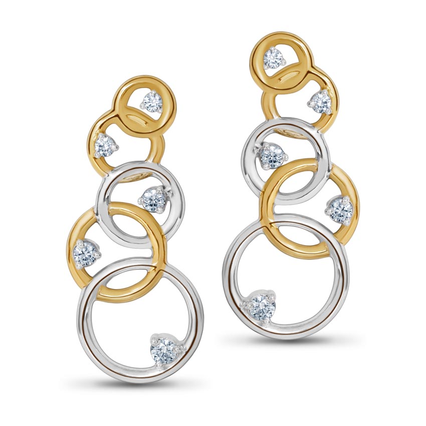 Circles Diamond Drops, 18K Yellow & White Gold, 0.16 ct total diamond weight Circles Diamond Drops, 18K Yellow & White Gold, 0.16 ct total diamond weight