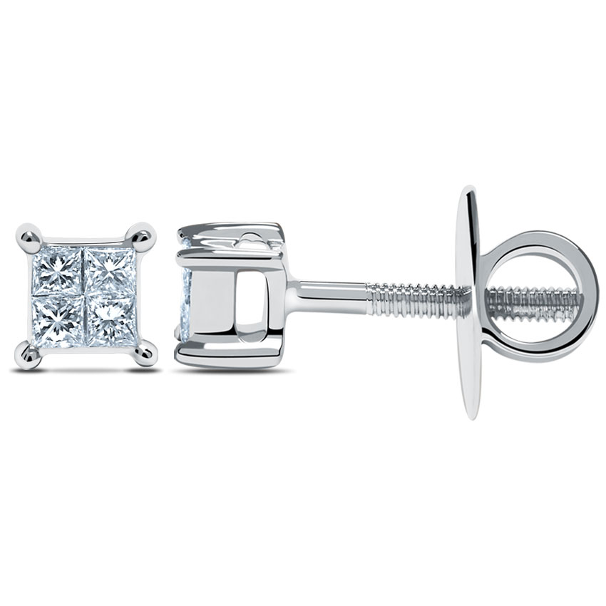 Enigma Four-Stone Diamond Studs, 18K White Gold, 0.15 ct total diamond weight Enigma Four-Stone Diamond Studs, 18K White Gold, 0.15 ct total diamond weight