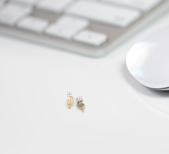 Diamond Earrings 18 Karat Yellow Gold Dancing Tunes Stud Earrings