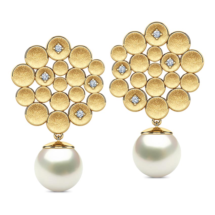 Honeycomb Pearl Drop Earrings