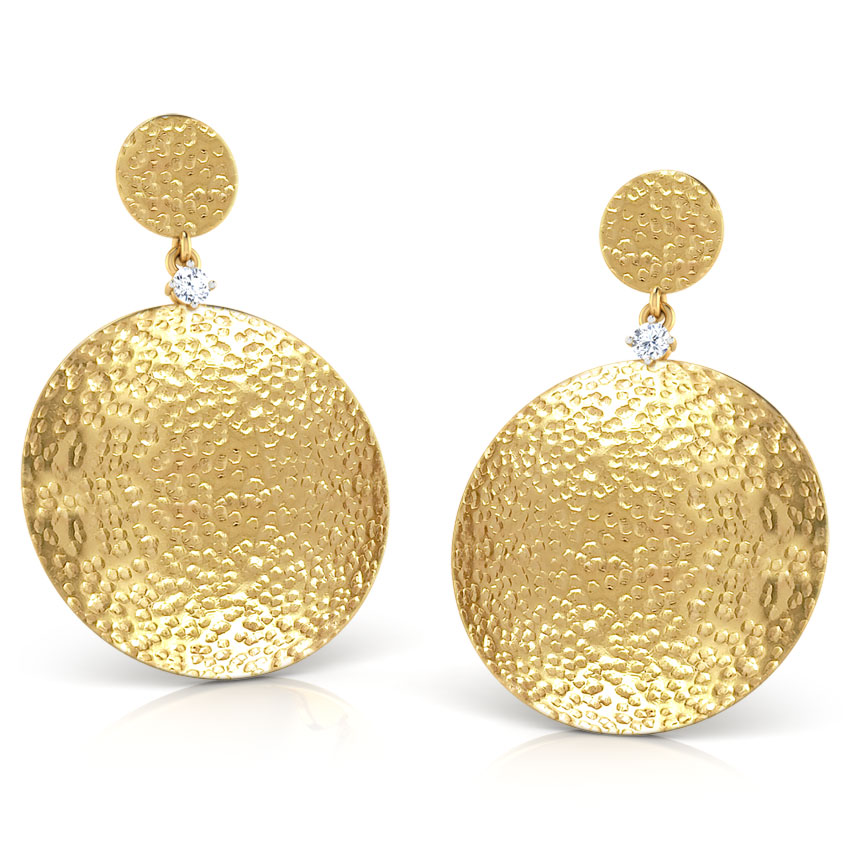 Hammered Disc Drop Earrings