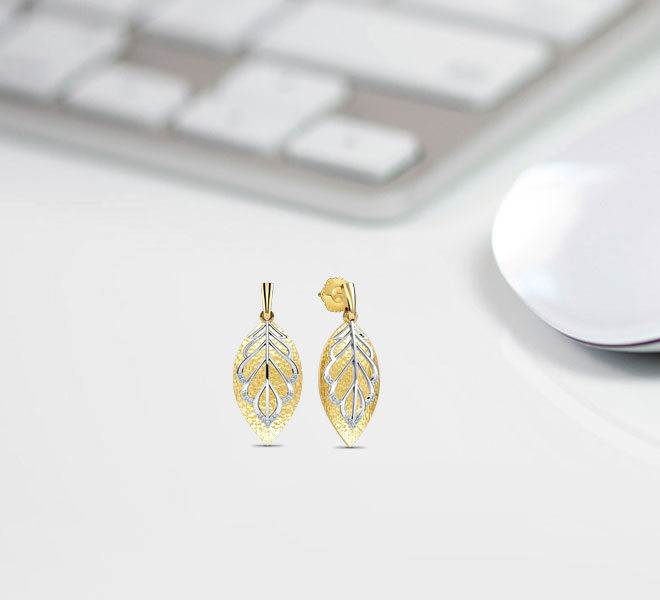 Duo-tone Leaf Drop Earrings