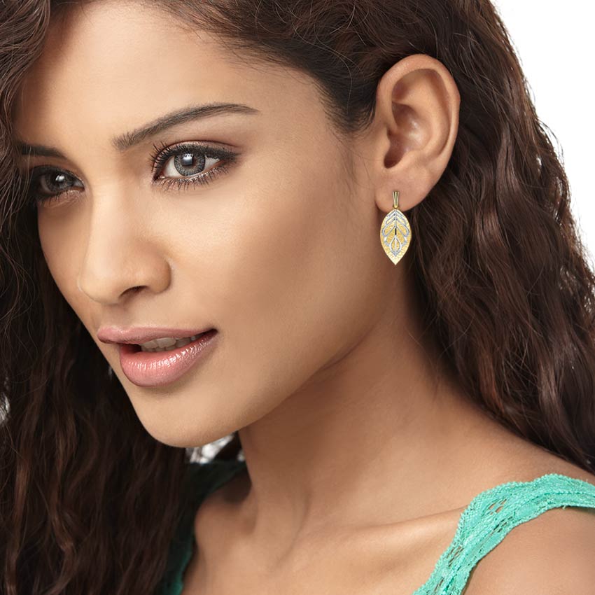 Duo-tone Leaf Drop Earrings