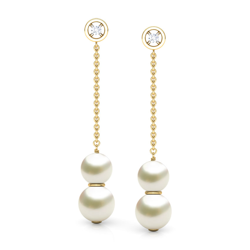 Diamond,Gemstone Earrings 18 Karat Yellow Gold Allonge Gemstone Drop Earrings
